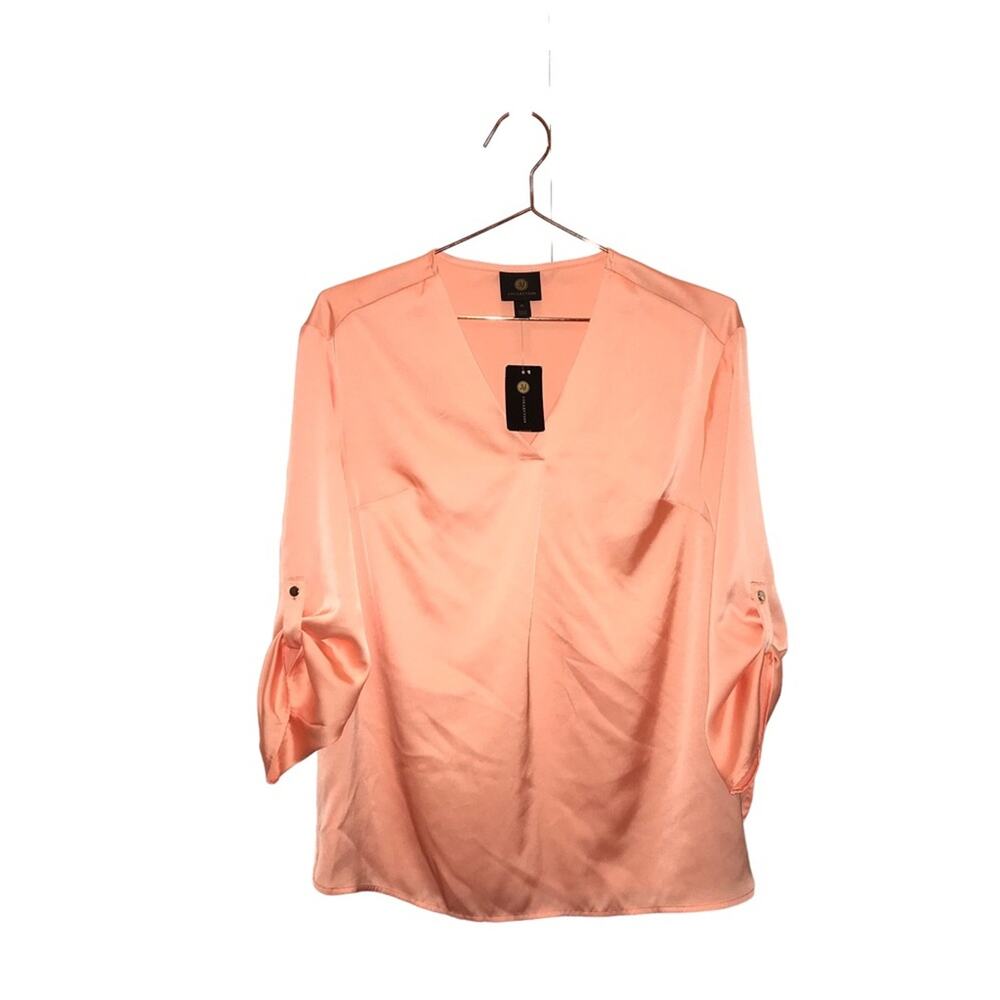 JM collection peach pearl blouse size petite small new with tag
